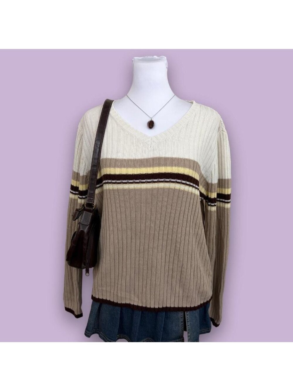 y2k striped granola girl sweater